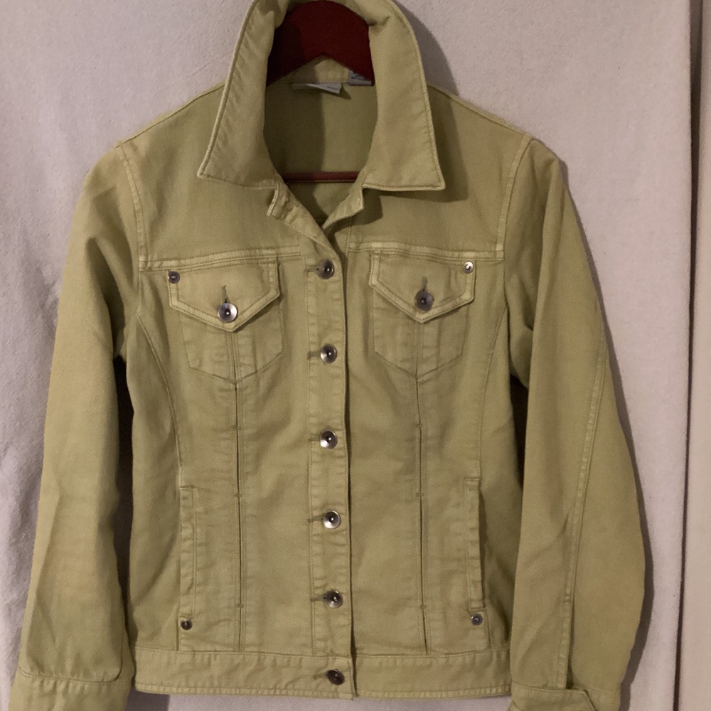 Chico’s platinum denim  jacket Size 0